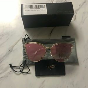 Sojos Cateye Mirrored Lens Sunglasses